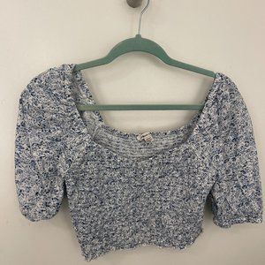 American Eagle Blue/White Floral Crop Top